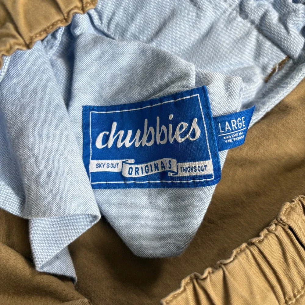 Chubbies Khaki Originals Mens Large Beige 5.5 Inseam Preppy Casual Pull On